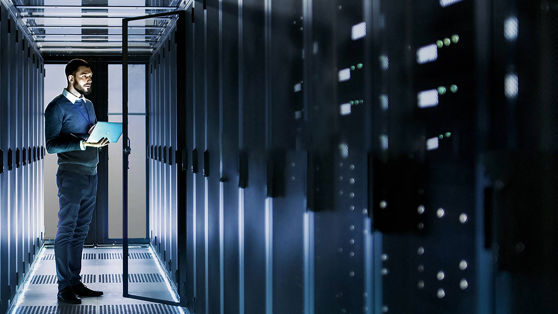 Man inside a data center