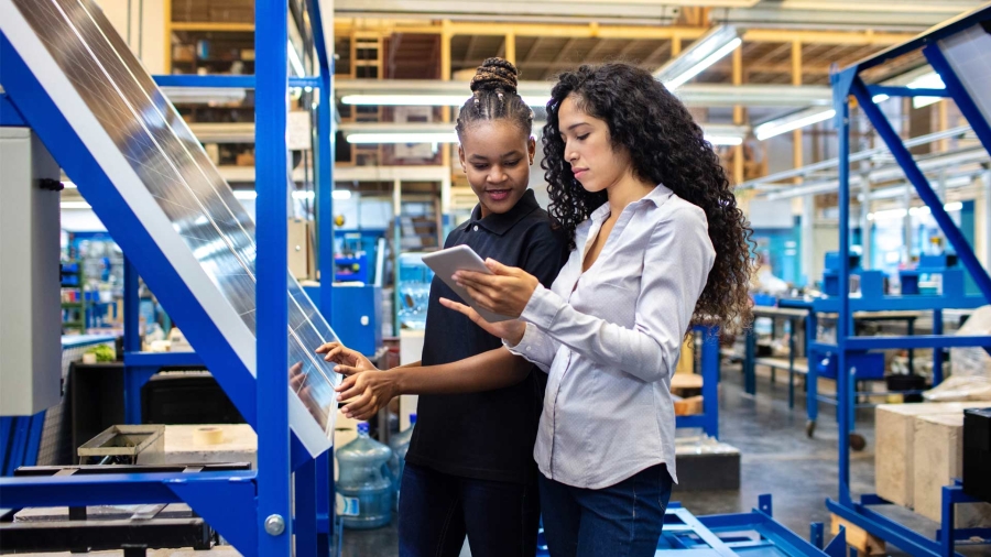 Two female employees in office